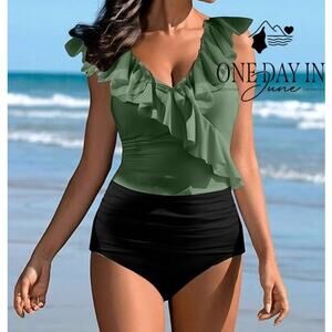 Blooming Jelly Ruffle One Shoulder One Piece Swimsuit Size XL